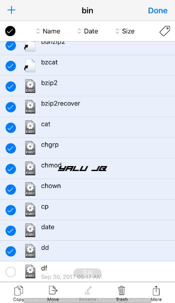 step 5 go to the original bin folder and tap edit and then select all files present in this location by tapping the circle icon at the top right corner - fortnite hack ios jailbreak